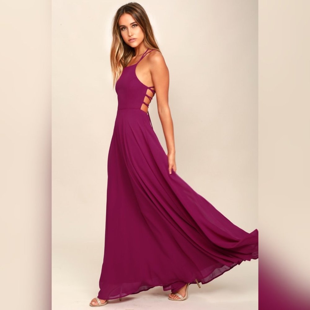 NWT Lulus Strappy to be Here Magenta Maxi Dress